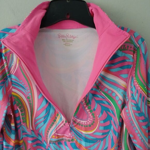 Lilly Pulitzer Women's Sz S Half Zip Track Jacket Polyester Colorful Long Sleeve - Picture 7 of 15